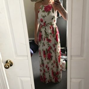White and Magenta Floral Dress